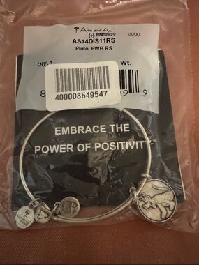 Alex and Ani Disney Parks Silver Pluto Charm Expandable Bangle Bracelet